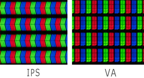 расположение пикселей на матрицах IPS и VA